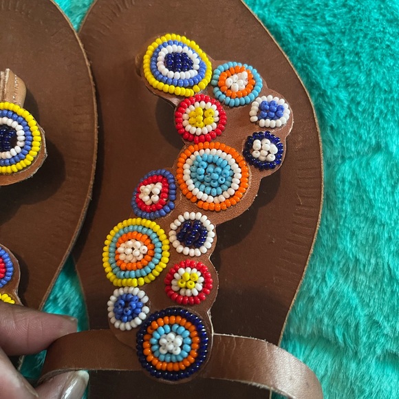 Bouquet Multicolored Beaded Leather Sandal - Picture 4 of 6